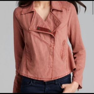 Free People Linen Motorcycle Jacket
